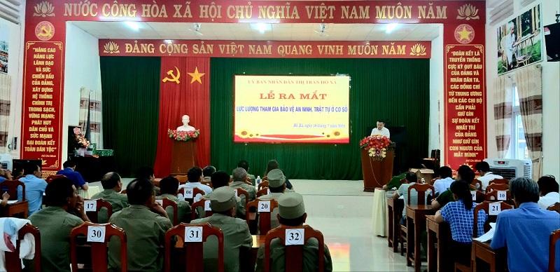 Thị trấn Hồ Xá tổ chức Lễ ra mắt lực lượng tham gia bảo vệ an ninh, trật tự cơ sở.